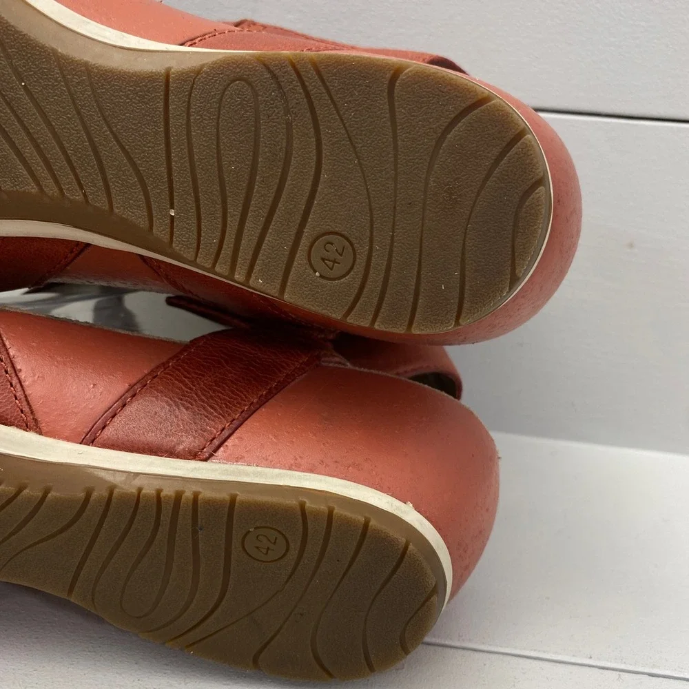 Dansko Strappy Wedge Sandals Womens Size 42 11.5 12 Orange Red Leather Shoes - Picture 10 of 14